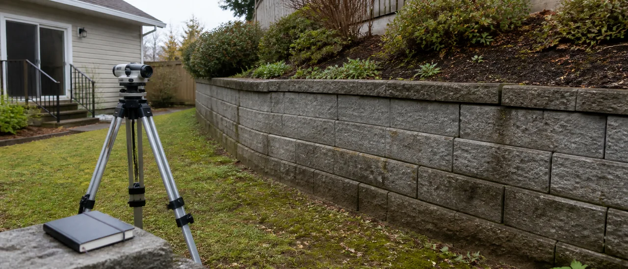 Educational illustration explaining should you buy a house with leaning retaining walls.