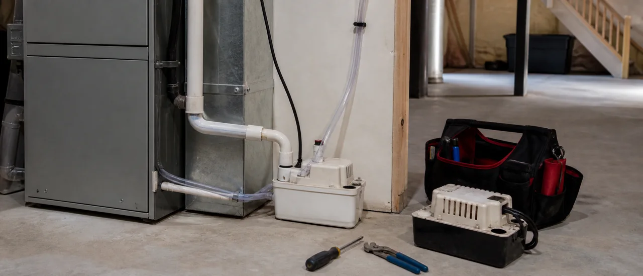 Educational illustration explaining how much does it cost to fix condensate pump failure.