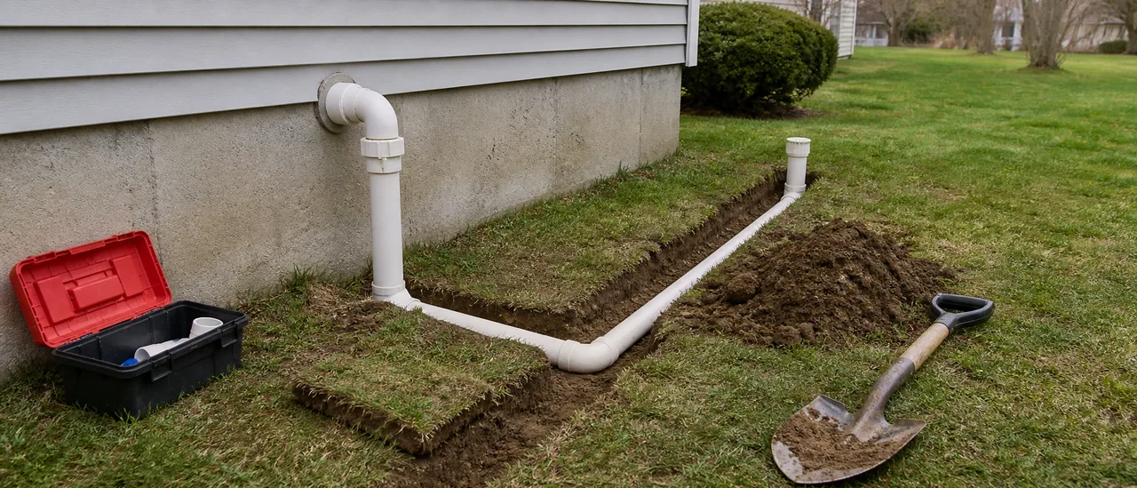Educational illustration explaining how much does it cost to fix sump pump discharge problems.