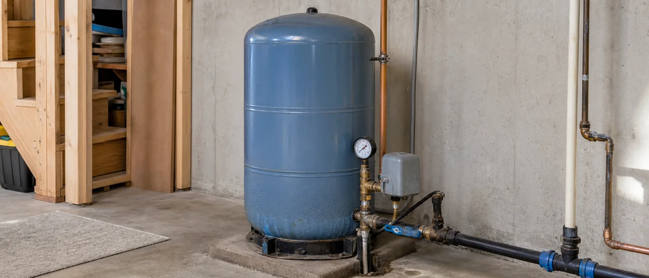 Educational illustration explaining what do well pressure tank problems mean on a home inspection.