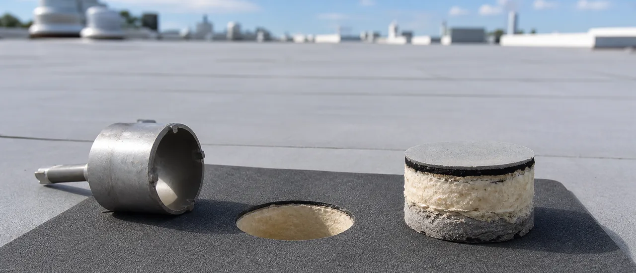 Educational illustration explaining what is a roof test cut and when is it needed.
