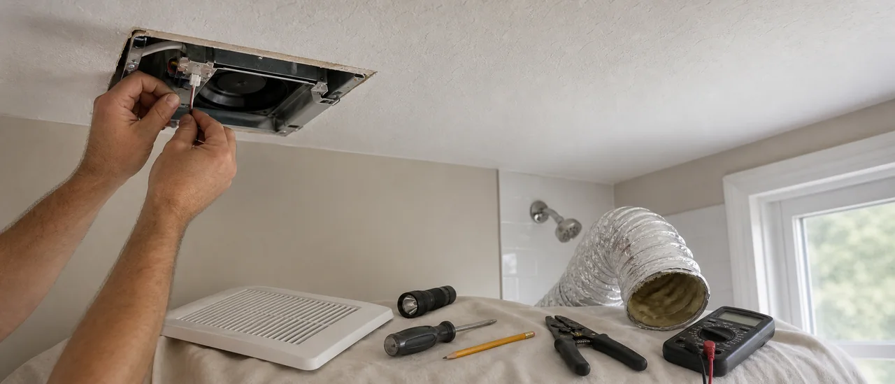 Educational illustration explaining how much does it cost to fix bathroom exhaust fan problems.