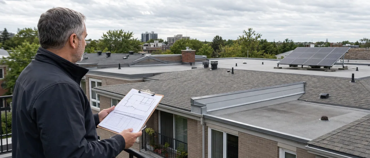 Educational illustration explaining should a condo buyer review roof reserve studies.