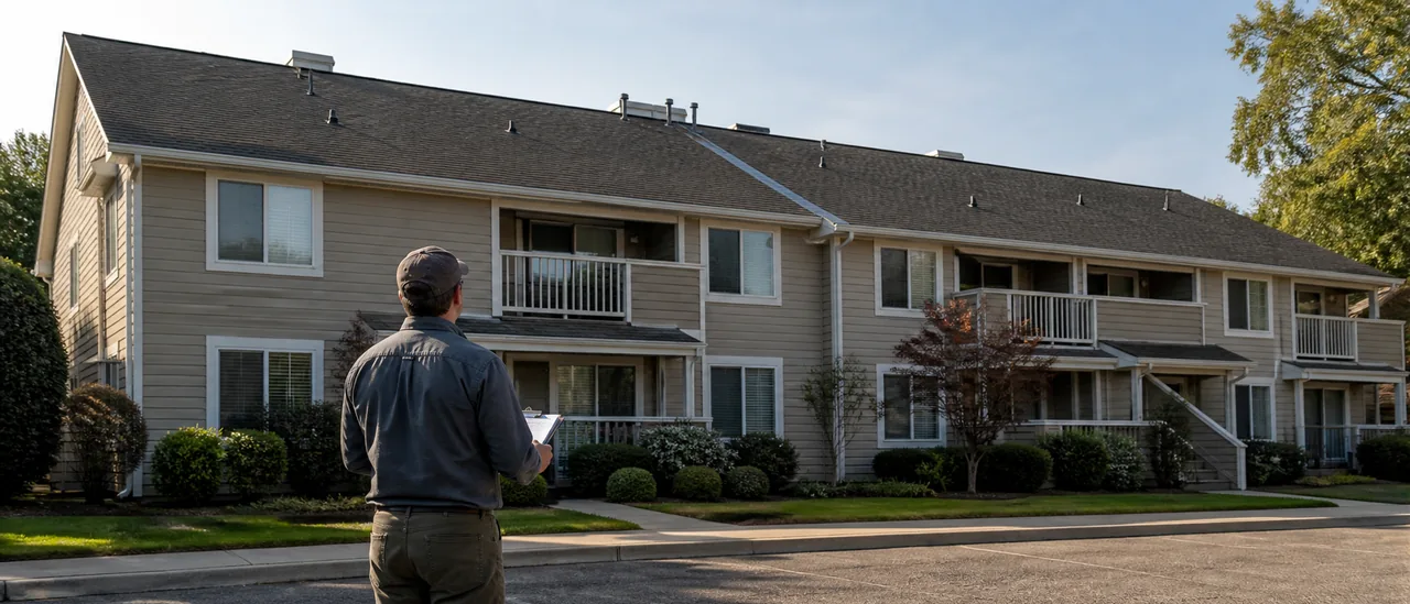 Educational illustration explaining does a condo association inspect the roof.