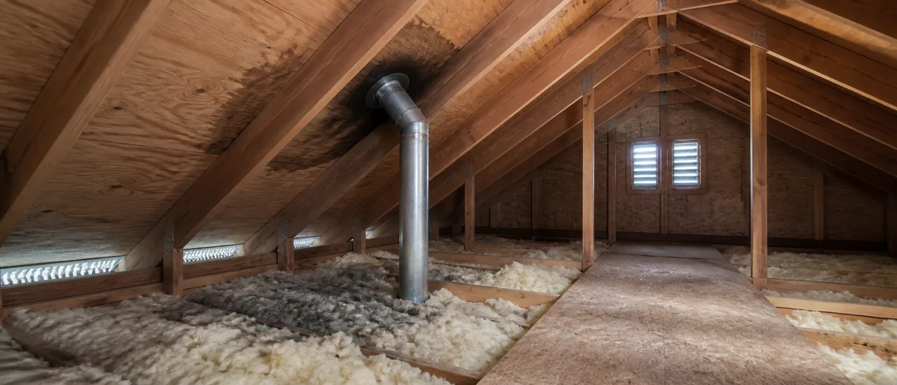 Educational illustration explaining what causes a musty smell in the attic.
