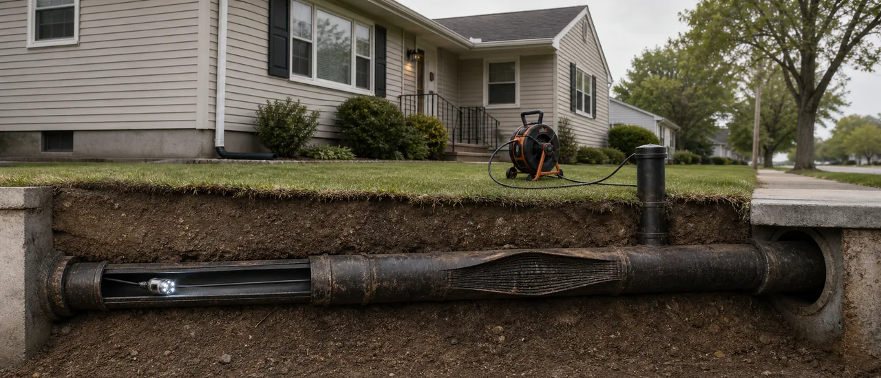 Educational illustration explaining should you buy a house with orangeburg sewer pipe.