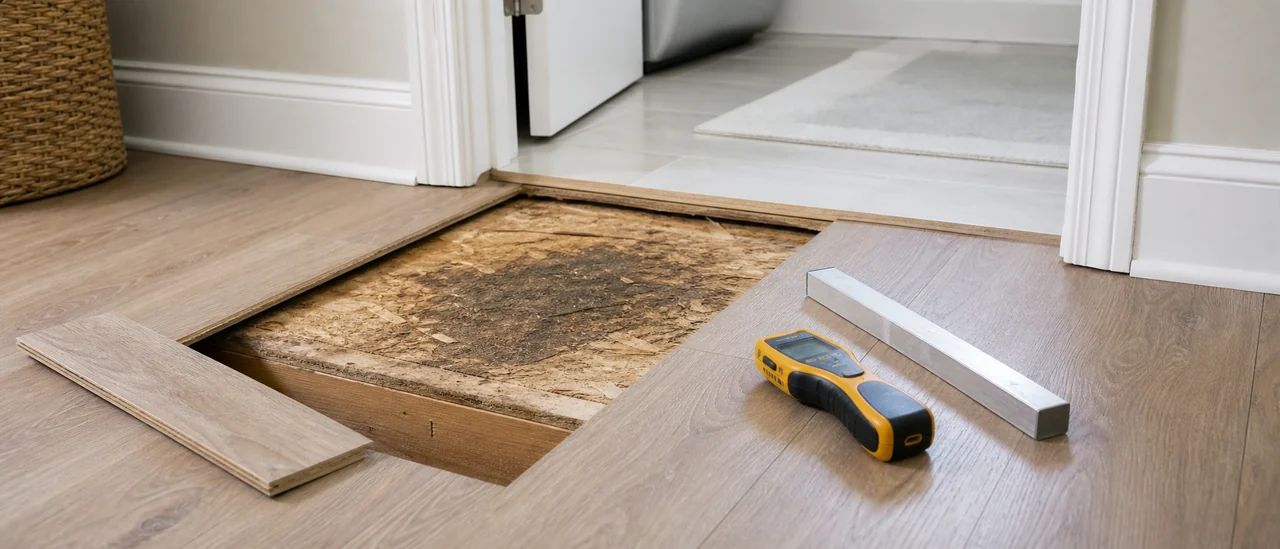 Educational illustration explaining what do soft spots in the floor mean on a home inspection.