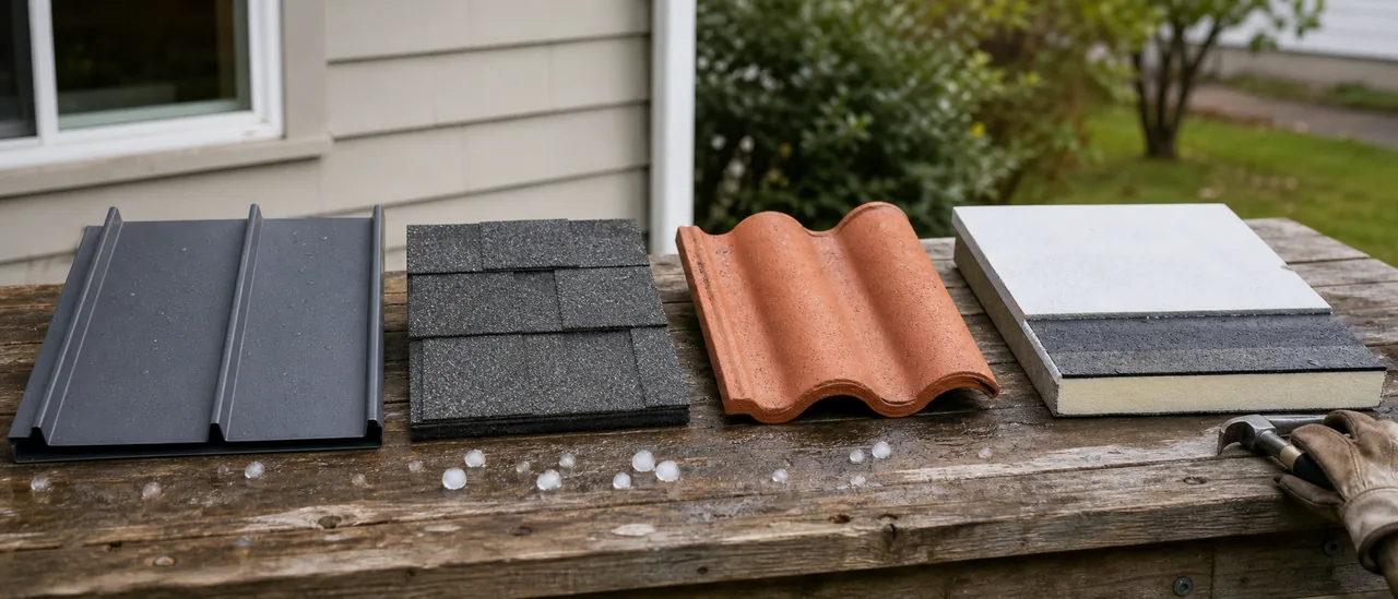 Educational illustration explaining what is the best roof for hail resistance.