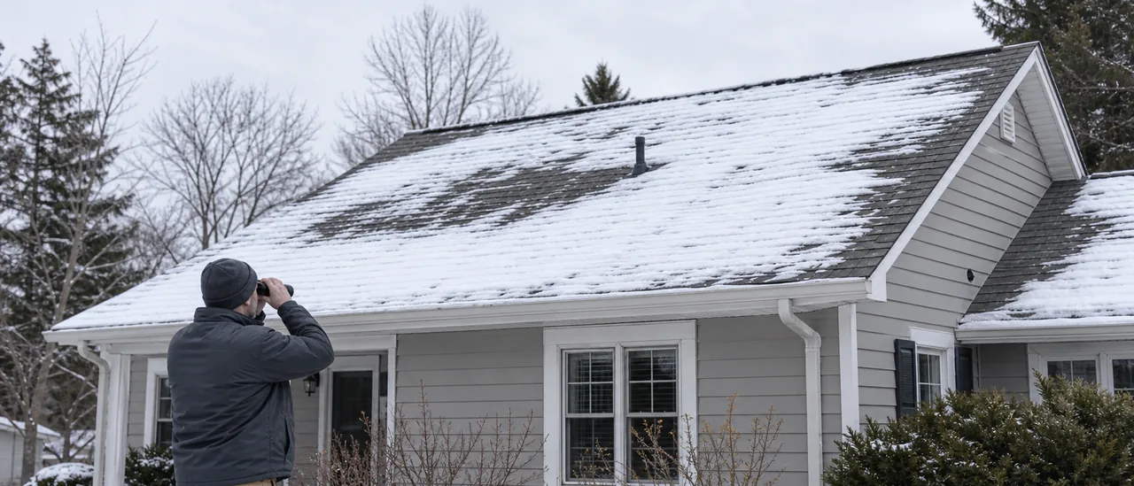 Educational illustration explaining can a roof be inspected with snow on it.