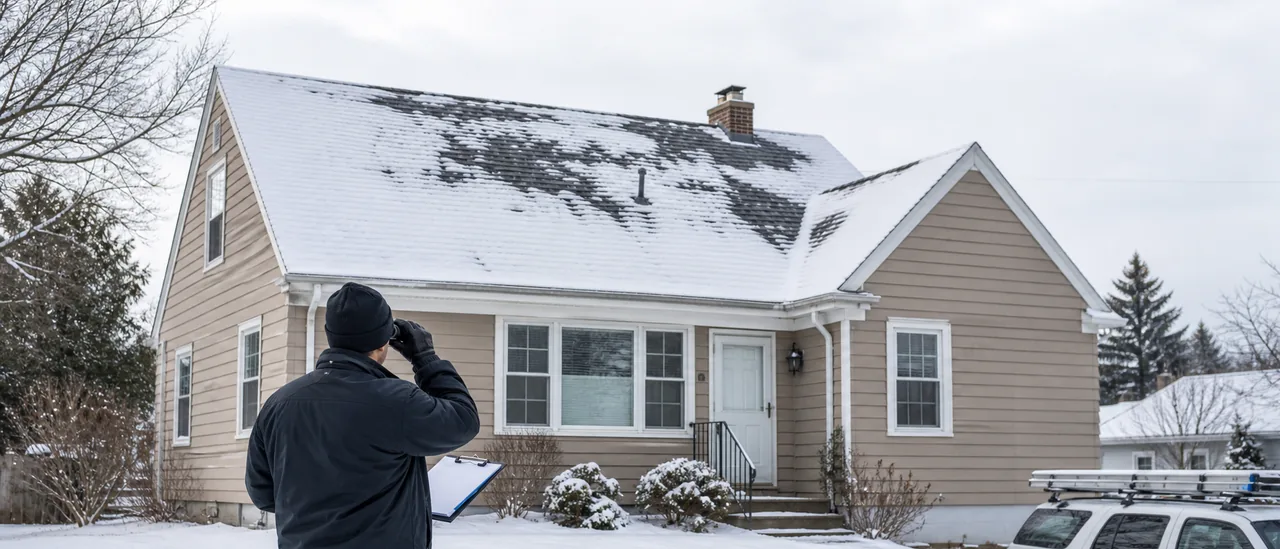 Educational illustration explaining can a roof be inspected in winter.