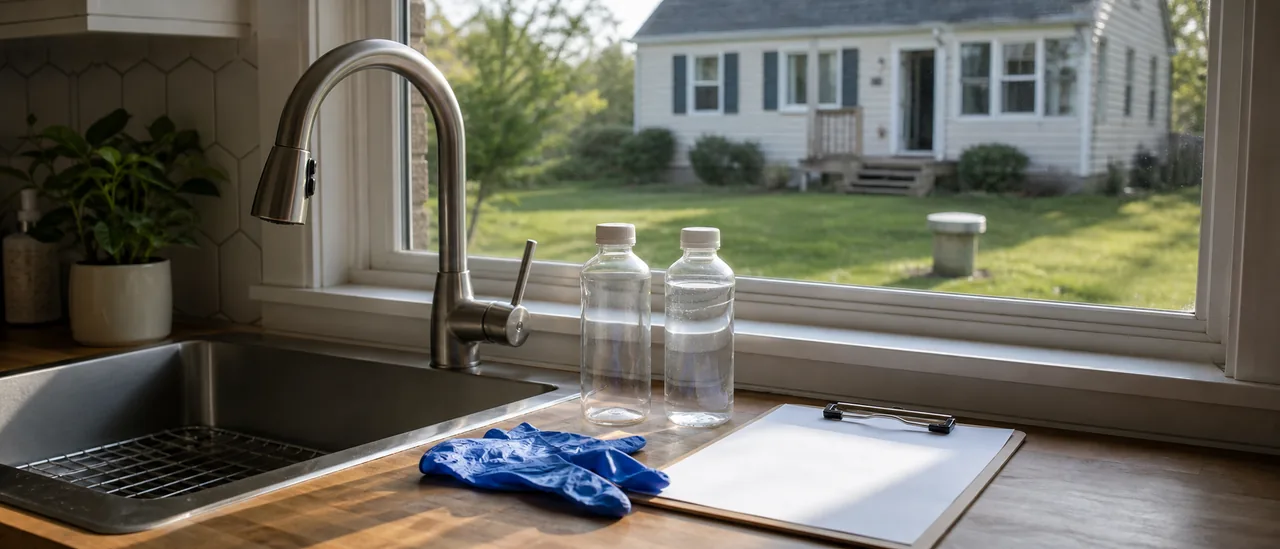 Educational illustration explaining should you test well water before buying a house.