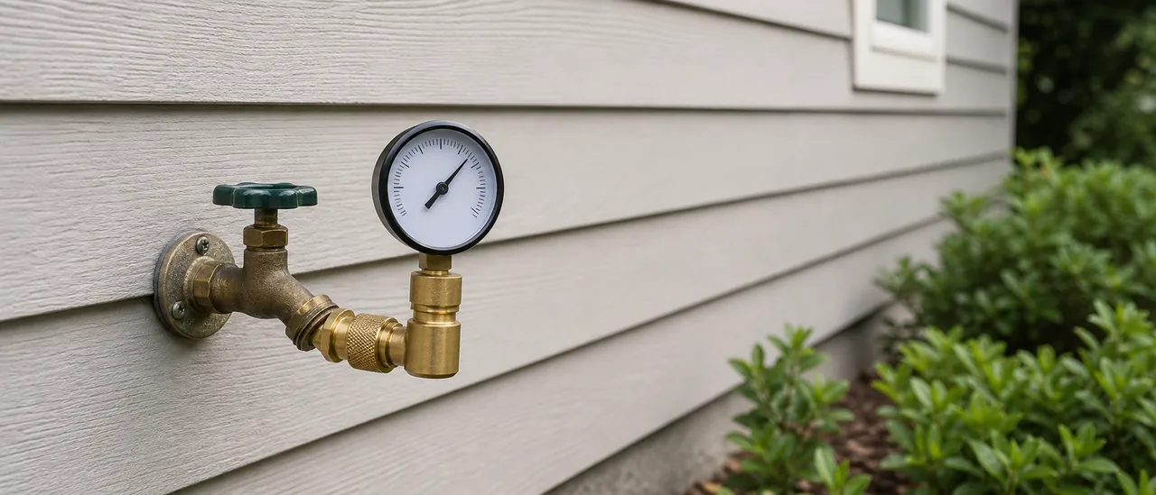 Educational illustration explaining what does high water pressure mean on a home inspection.