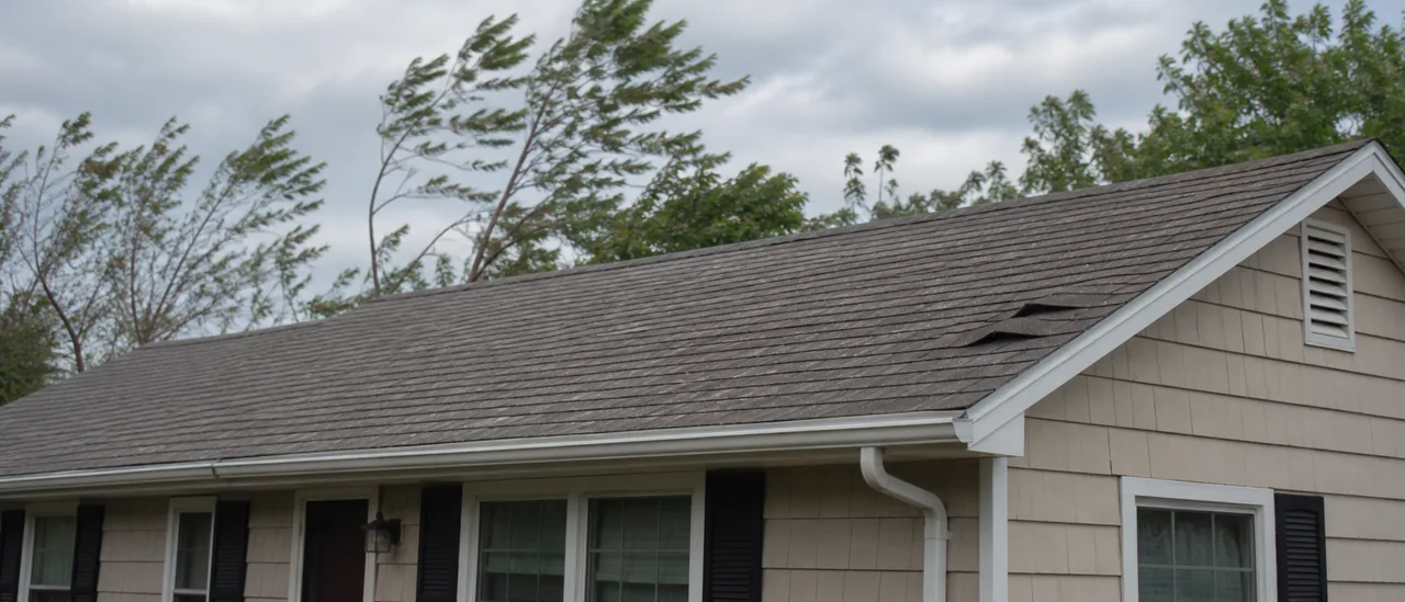 Educational illustration explaining what wind speed can damage a roof.
