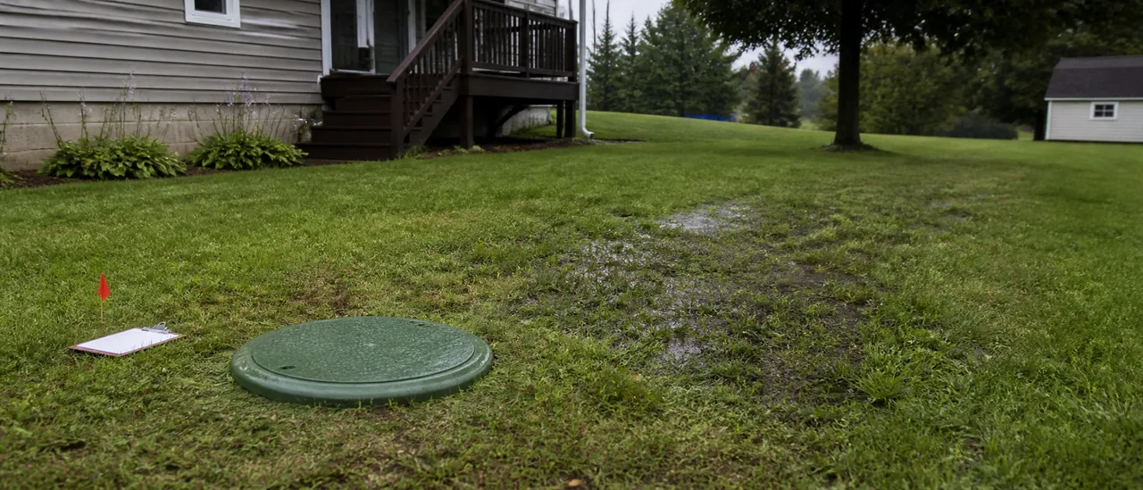 Educational illustration explaining what do septic tank defects mean on a home inspection.