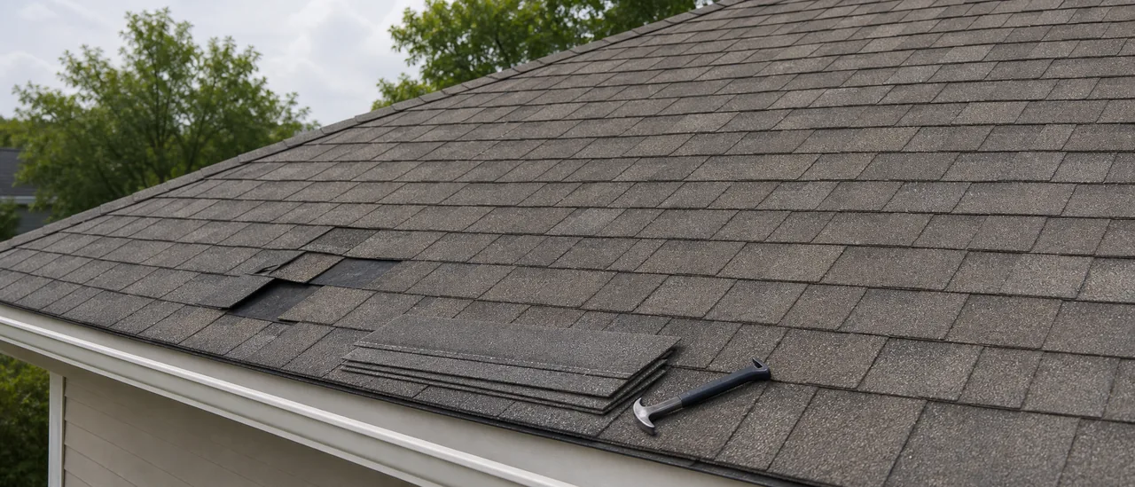 Educational illustration explaining when should a composite roof be repaired instead of replaced.