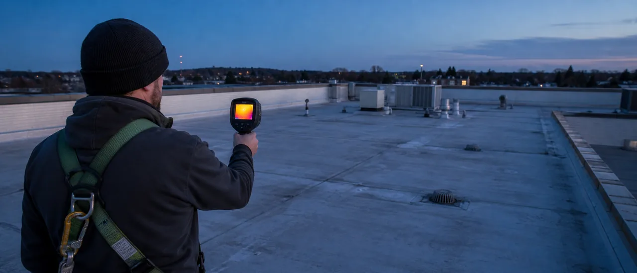 Educational illustration explaining what is an infrared roof inspection and how does it work.