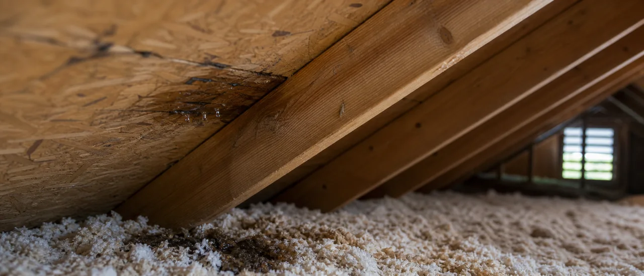 Educational illustration explaining how long can a roof leak before it causes damage.