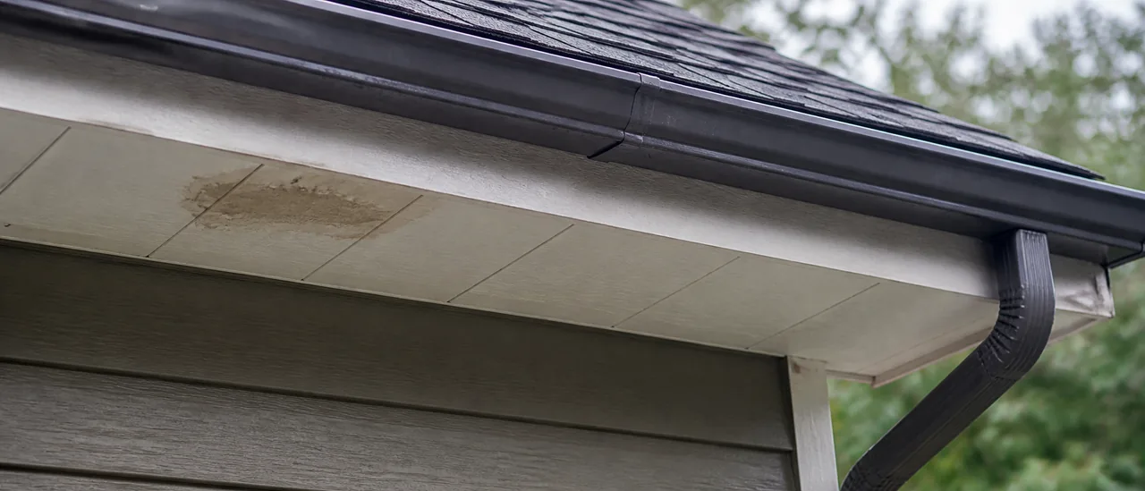 Educational illustration explaining what causes stained or damaged soffits.