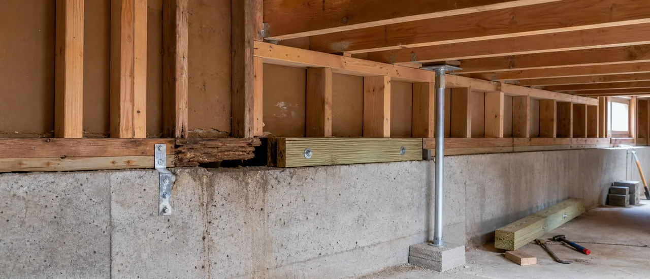 Educational illustration explaining how much does it cost to fix damaged sill plates.