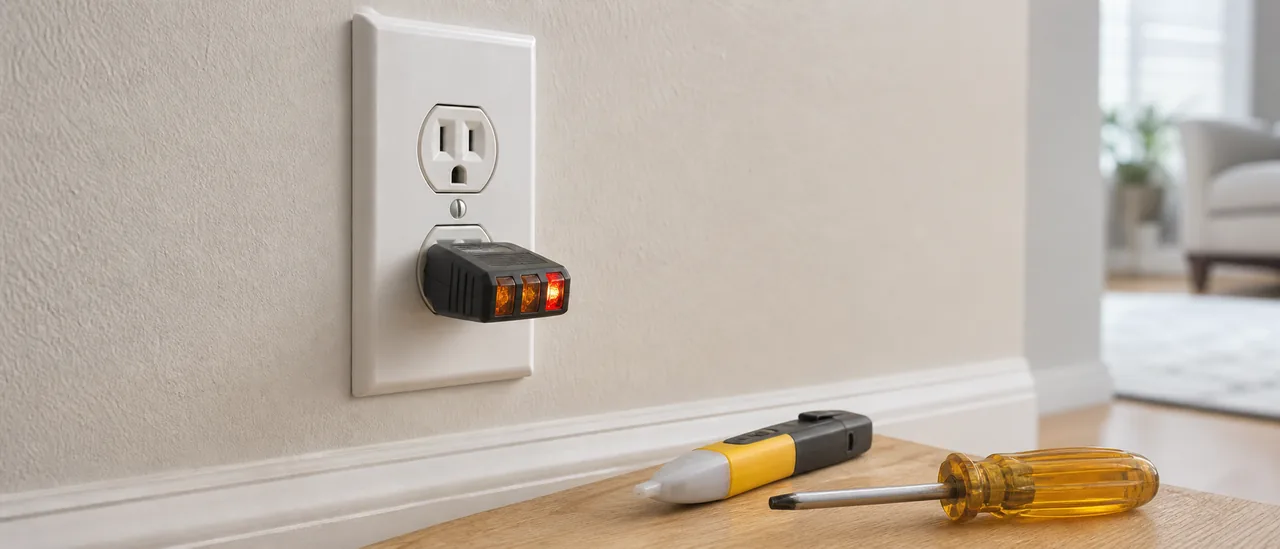 Educational illustration explaining what do reverse polarity outlets mean on a home inspection.