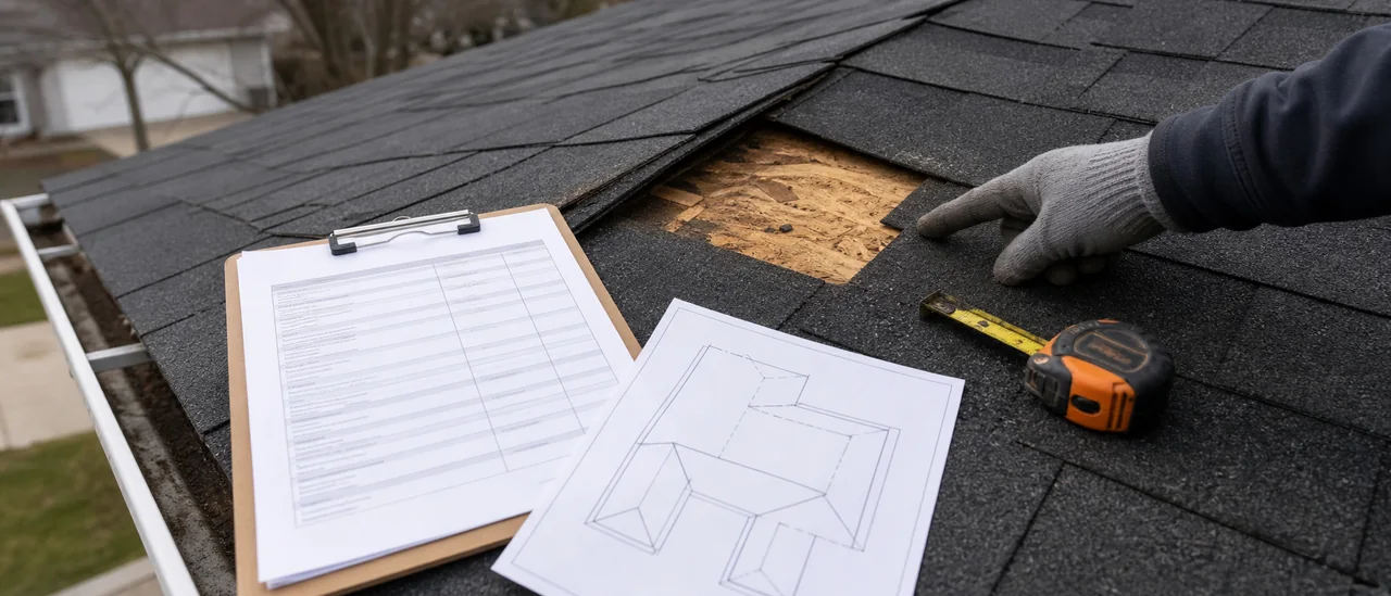 Educational illustration explaining what documents are needed for a roof supplement.