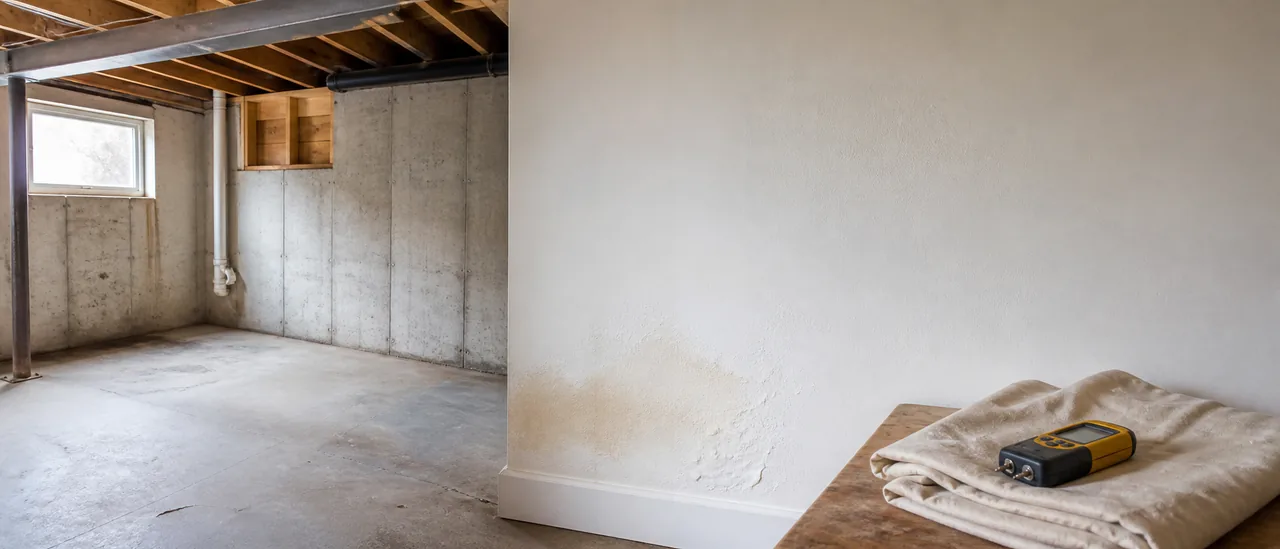 Educational illustration explaining how much does it cost to fix water stains in the basement.