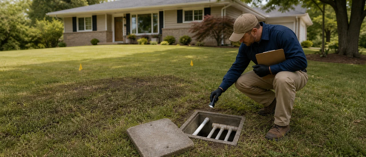 Educational illustration explaining should you buy a house with a failed septic drain field.