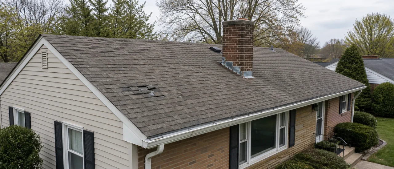 Educational illustration explaining can a house be sold as-is with roof problems.