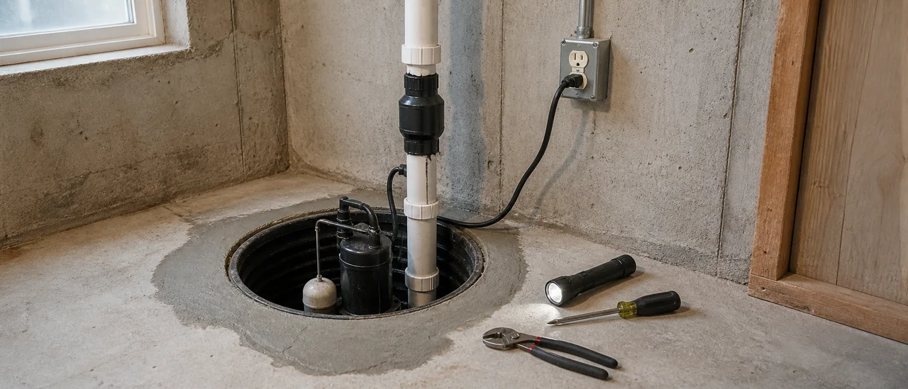 Educational illustration explaining how much does it cost to fix sump pump failure.