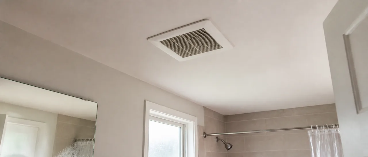 Educational illustration explaining what do bathroom exhaust fan problems mean on a home inspection.