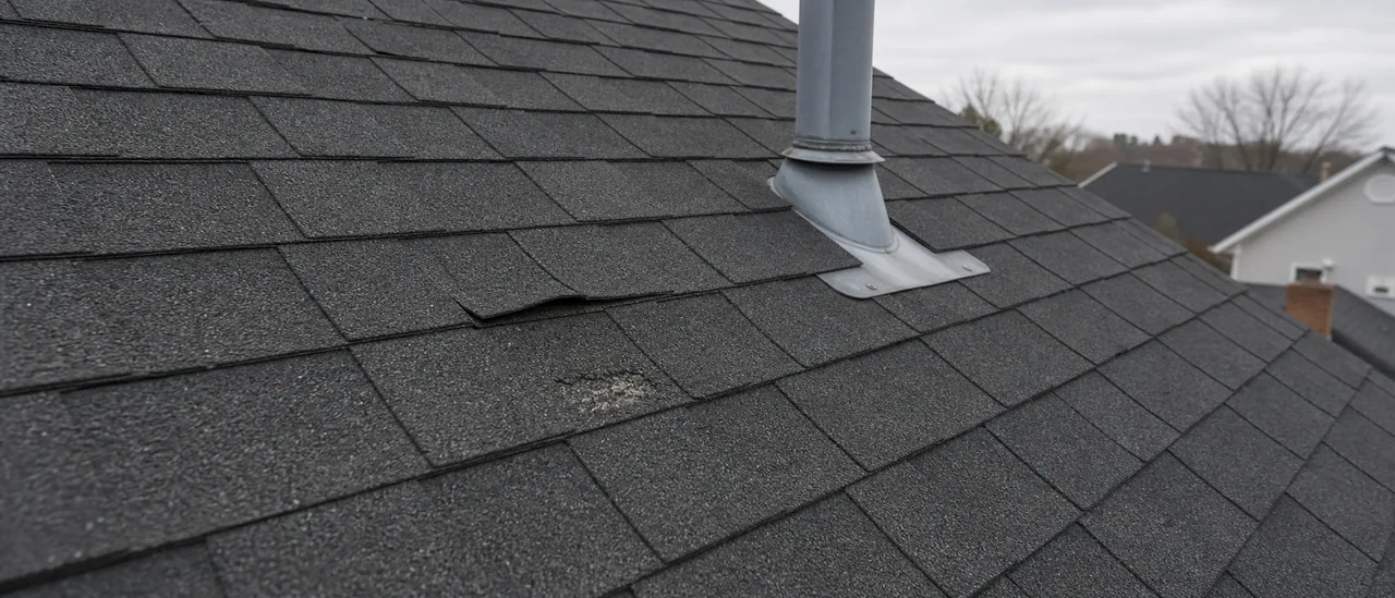 Educational illustration explaining what problems are common on an impact-resistant shingle roof.