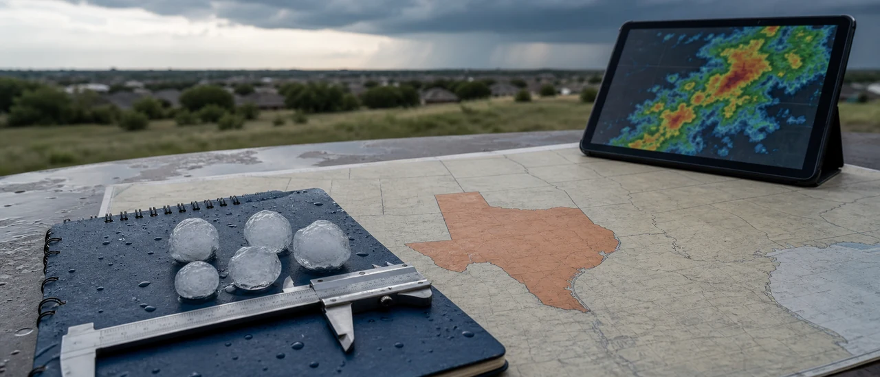 Educational illustration explaining which state has the most hail damage.