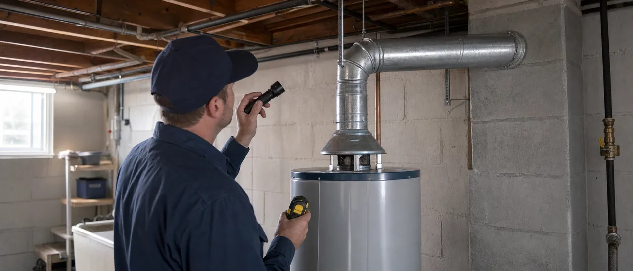 Educational illustration explaining how much does it cost to fix improper water heater venting.