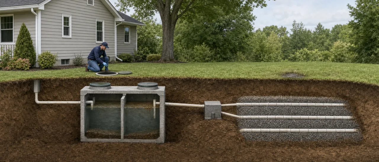Educational illustration explaining what red flags should you look for in a septic inspection.