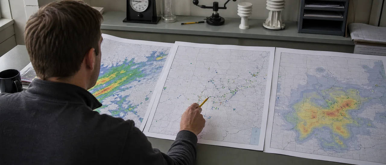 Educational illustration explaining what is the best hail map.