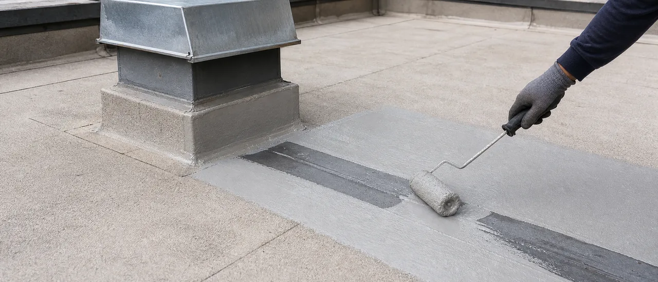 Educational illustration explaining can roof coating stop a leak.