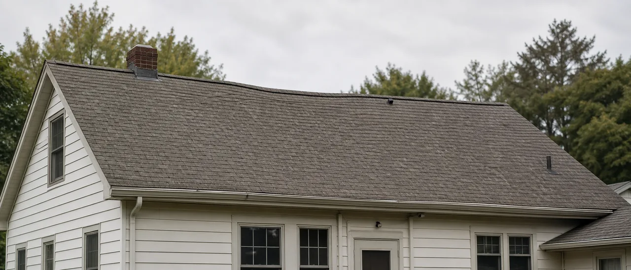 Educational illustration explaining what causes a sagging roof ridge.