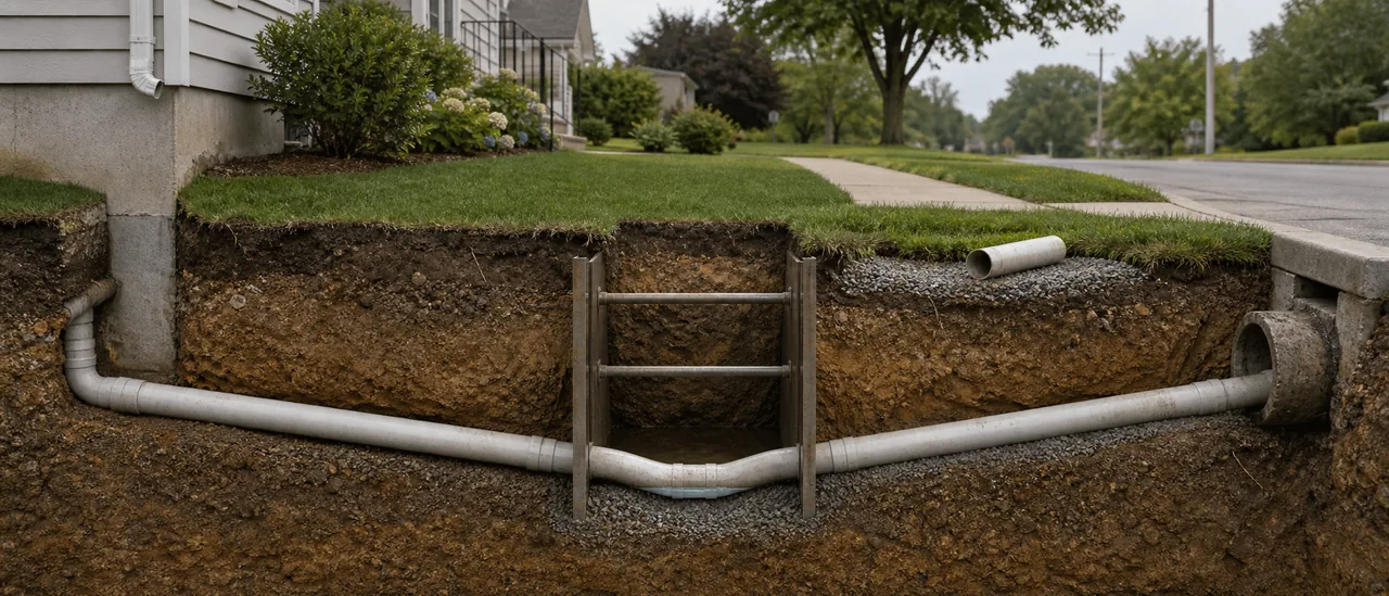 Educational illustration explaining how much does it cost to fix a belly in the sewer line.