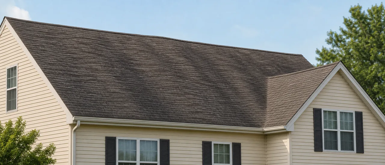 Educational view of a house roof with subtle waves across one plane