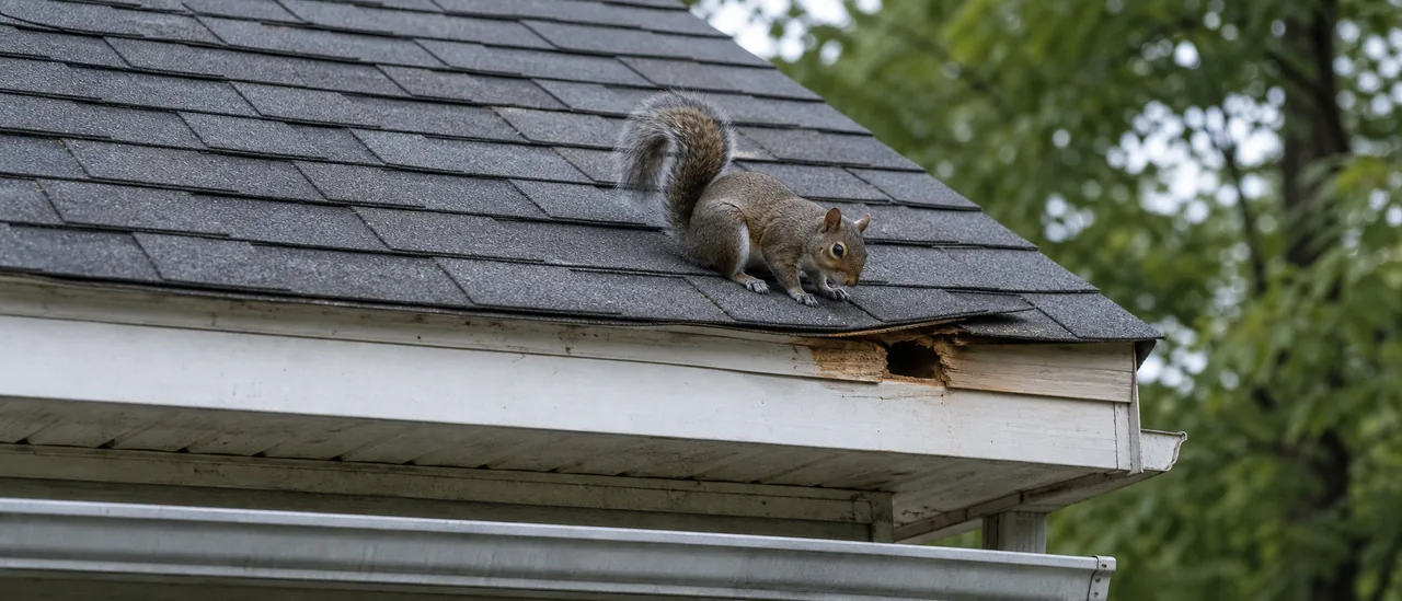 Educational illustration explaining what roof damage can animals cause.