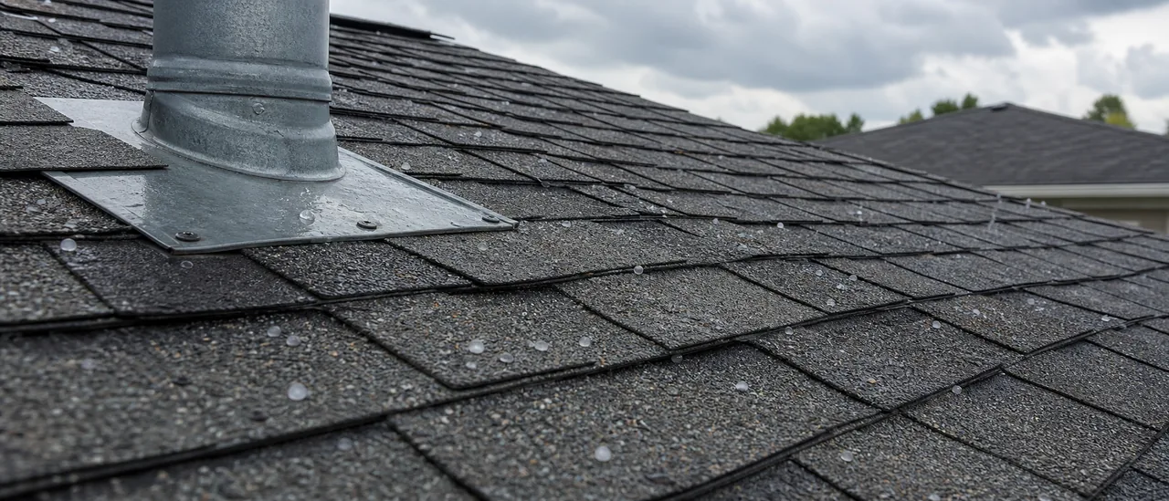 Educational illustration explaining can small hail damage a roof without visible signs.