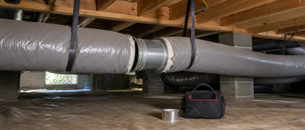 Educational illustration explaining how much does it cost to fix ducts in the crawl space.