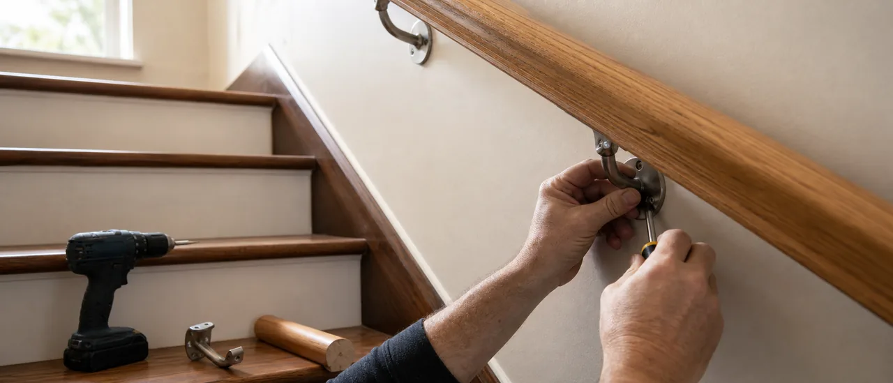 Educational illustration explaining how much does it cost to fix missing or loose stair handrails.