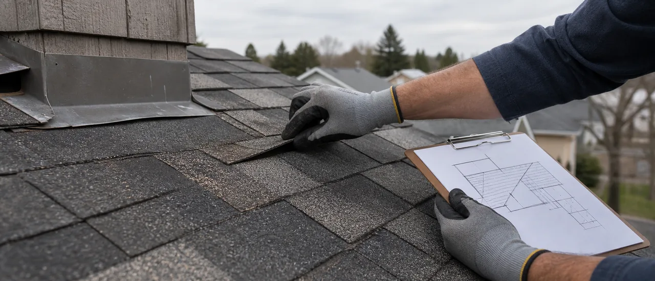 Educational illustration explaining what does remaining useful life mean on a roof report.