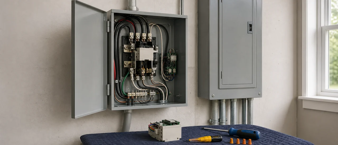 Educational illustration explaining how much does it cost to fix generator transfer switch problems.