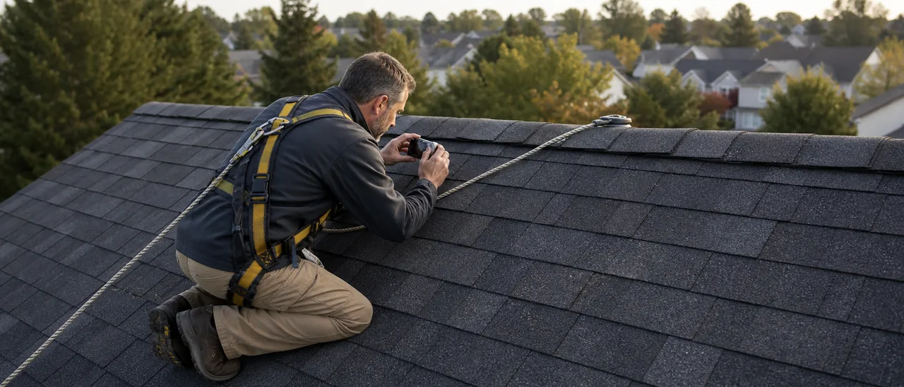Educational illustration explaining how do inspectors examine roof ridges and ridge caps.