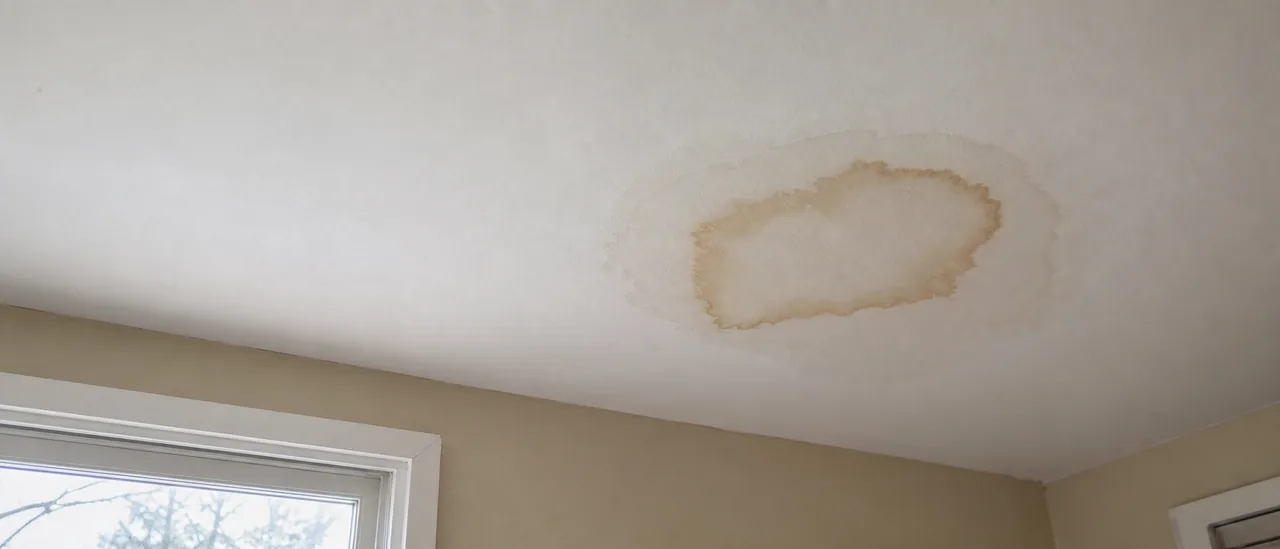 Educational illustration explaining what does a ceiling stain that keeps growing mean.