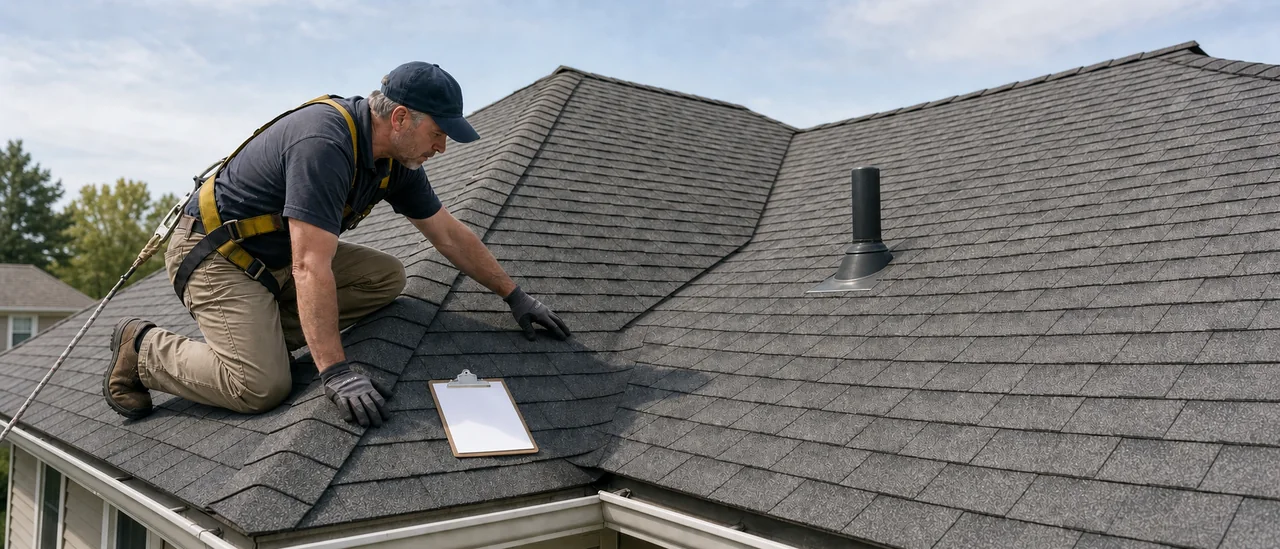 Educational illustration explaining how is a composite roof inspected.