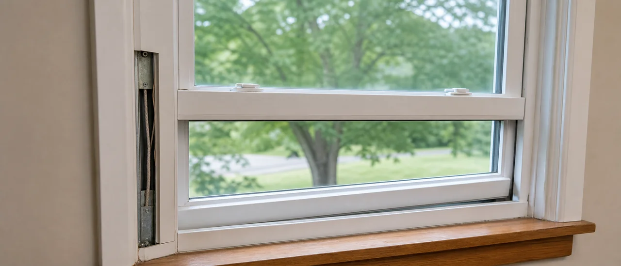 Educational illustration explaining what do broken window balances mean on a home inspection.