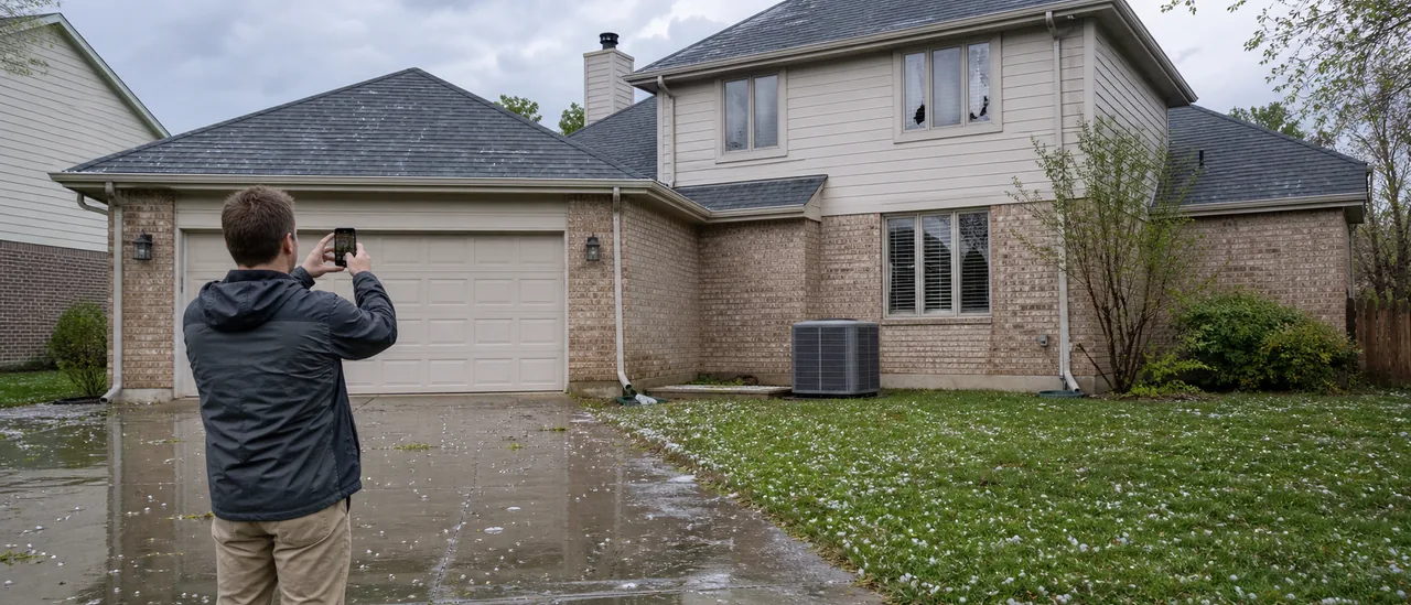 Educational illustration explaining how do you check a house for hail damage.